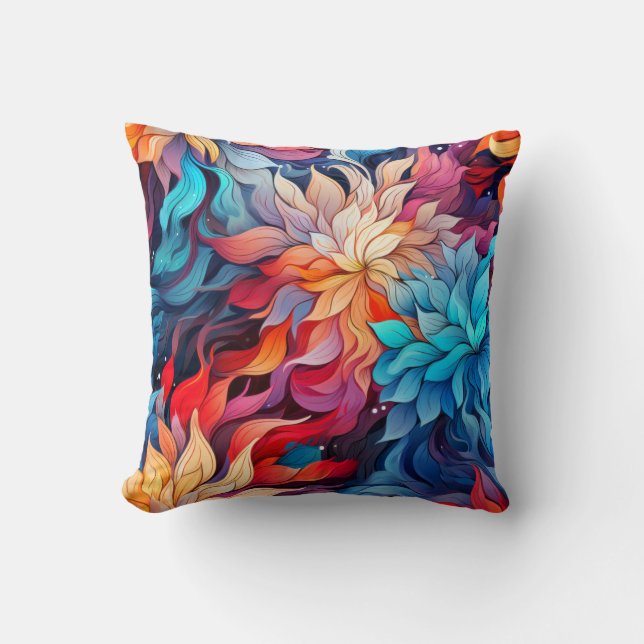 Farbige Abstrakte Blumendarstellung Kissen (Vorderseite)