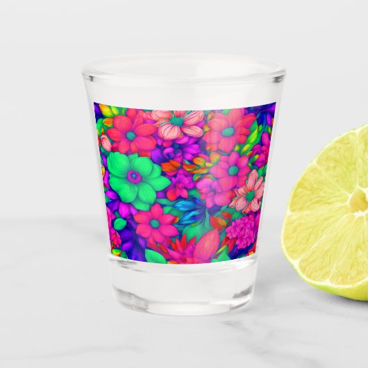 Farbige Abstrakte Blüte #77 Schnapsglas (Vorderseite)