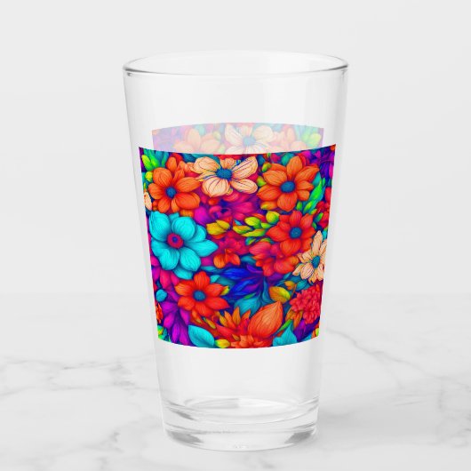 Farbige Abstrakte Blüte #79 Glas (Vorderseite)