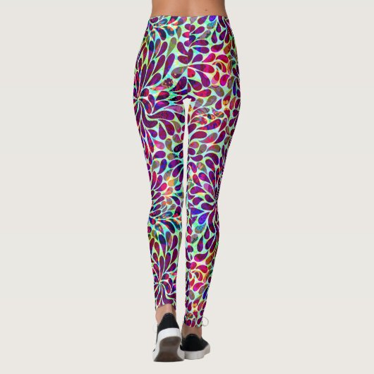 Farbige Abstrakte Blütendach Leggings (Rückseite)