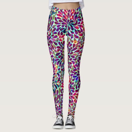 Farbige Abstrakte Blütendach Leggings (Vorderseite)