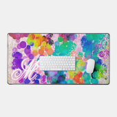 Farbige Abstrakte Bokeh-Pink-Monogramm für sie Schreibtischunterlage (Tastatur & Maus)