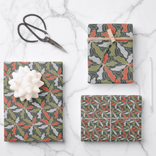 Farbige abstrakte Botanik Geschenkpapier Set
