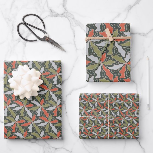 Farbige abstrakte Botanik Geschenkpapier Set (Vorderseite)