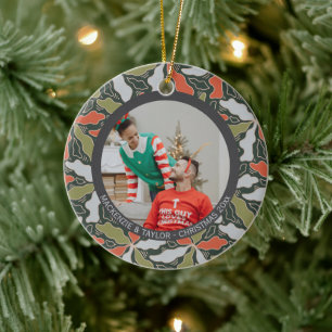 Farbige abstrakte botanische Foto-Weihnachten  Keramik Ornament