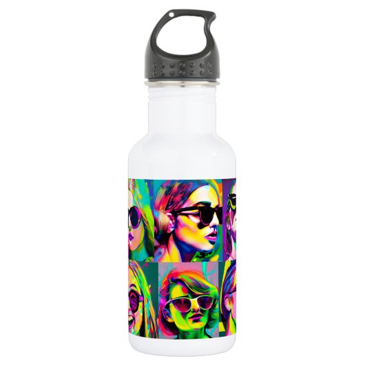 Farbige Abstrakte digitale Kunst | Frauen in der S Edelstahlflasche (Vorderseite)