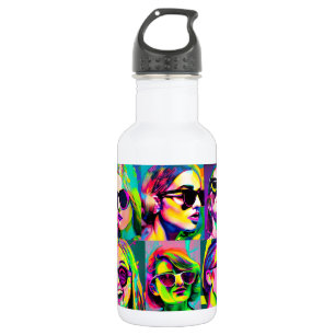 Farbige abstrakte digitale Kunst   Frauen in Sonne Edelstahlflasche
