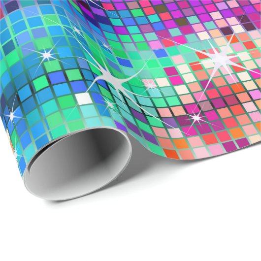 Farbige abstrakte Disco-Glitzer-Muster Geschenkpapier (Rolleneckpunkt)