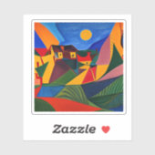 Farbige abstrakte Dorflandschaft Aufkleber (Blatt)