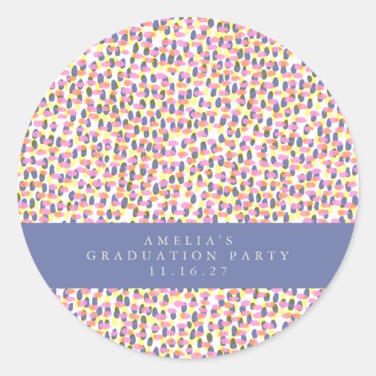 Farbige Abstrakte Dots Graduation Party Custom Runder Aufkleber (Vorderseite)