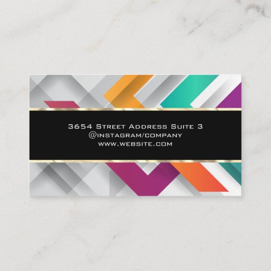 Farbige Abstrakte Ebenen | Gold Trim Visitenkarte (Rückseite)