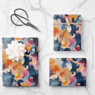 Farbige Abstrakte Farbe Geschenkpapier Set