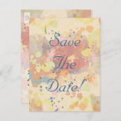 Farbige Abstrakte Farbtupfer Save the Date Ankündigungspostkarte (Vorne/Hinten)