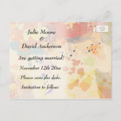 Farbige Abstrakte Farbtupfer Save the Date Ankündigungspostkarte (Rückseite)