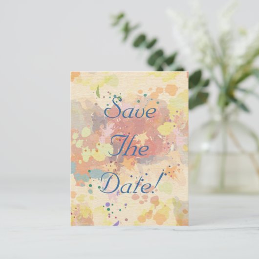 Farbige Abstrakte Farbtupfer Save the Date Ankündigungspostkarte
