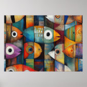 Farbige abstrakte Fischkunst Poster (Vorne)