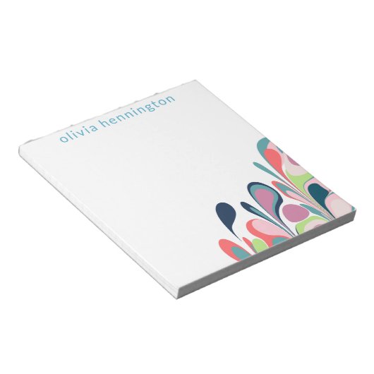 Farbige Abstrakte florale Monogramm-Bezeichnung Notizblock (angewinkelt)