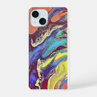 Farbige abstrakte Fluid Art Swirl Design Telefon iPhone 15 Hülle