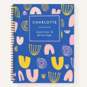 Farbige Abstrakte Formen Collage Blue Sketchbook Notizblock (Vorderseite)