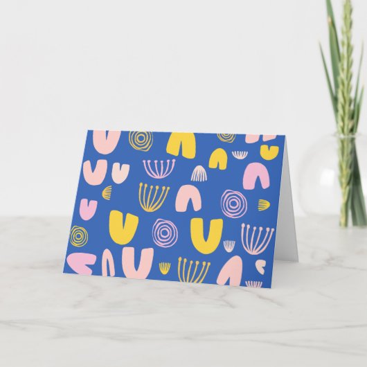 Farbige Abstrakte Formen Collage Design in Blau (Vorderseite)