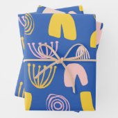 Farbige Abstrakte Formen Collage Design in Blau Geschenkpapier Set (Beispiel)