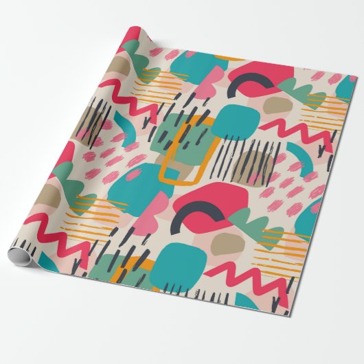 Farbige abstrakte Formen Grunge Muster Geschenkpapier (Ungerollt)