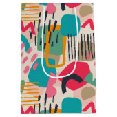 Farbige abstrakte Formen Grunge Muster Mittlere Geschenktüte (Rückseite)