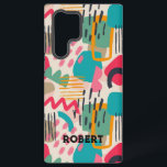 Farbige abstrakte Formen Grunge Muster Samsung Galaxy Hülle<br><div class="desc">Farbenfrohe Formen und Wirble Linienmuster mit weißem Hintergrund. Optionales Monogramm.</div>