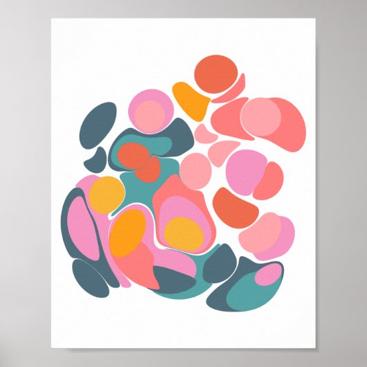 Farbige Abstrakte Formen in Aquamarin rosa und gel Poster (Vorne)