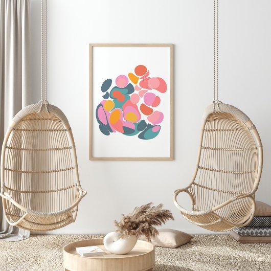 Farbige Abstrakte Formen in Aquamarin rosa und gel Poster