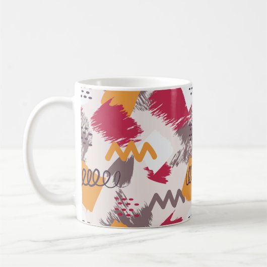 Farbige Abstrakte Formen, Linien und Punkte Kaffeetasse (Links)