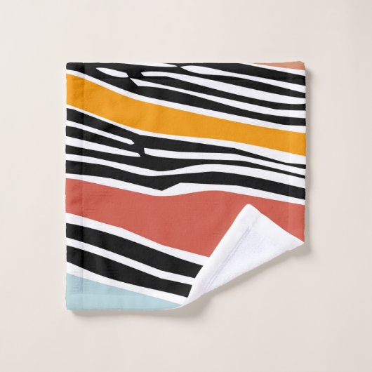 Farbige abstrakte Formen mit Zebradruckdesign Badhandtuch Set (Waschlappen)