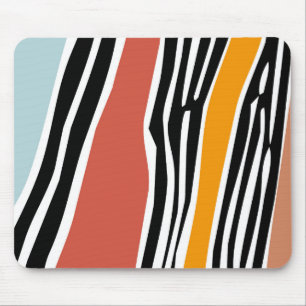 Farbige abstrakte Formen mit Zebradruckdesign Mousepad