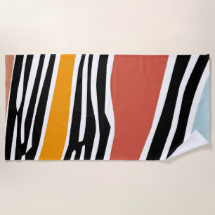 Farbige abstrakte Formen mit Zebradruckdesign Strandtuch
