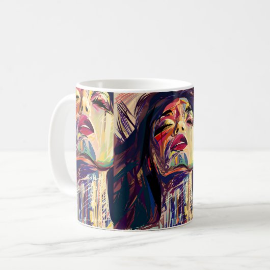 Farbige Abstrakte Frau Kaffeetasse (Vorderseite Links)