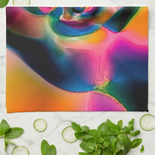 Farbige, abstrakte, gedrehte Linien in heller Skul Geschirrtuch (Gefaltet)