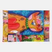 Farbige Abstrakte gemischte Katze Geschirrtuch (Horizontal)