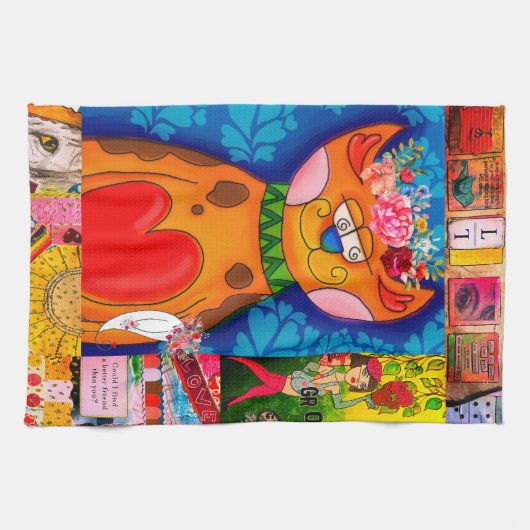 Farbige Abstrakte gemischte Katze Geschirrtuch (Horizontal)