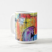 Farbige abstrakte Geometrie Kaffeetasse (Vorderseite Links)