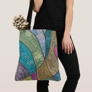 Farbige abstrakte geometrische Muster gebogene Lin Tasche