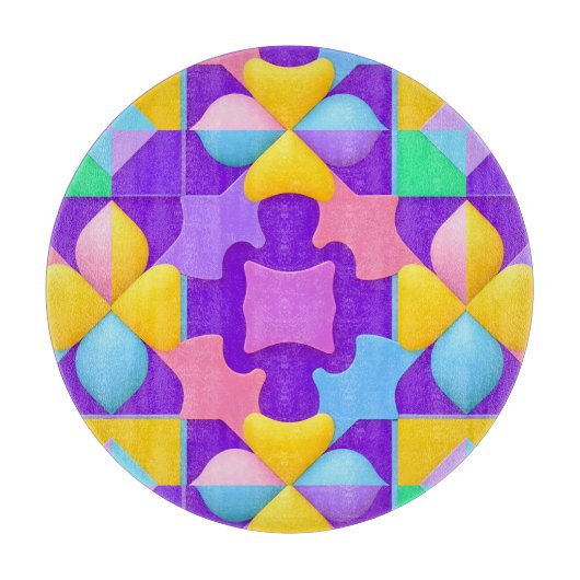 Farbige Abstrakte geometrische Muster Schneidebrett (Vorderseite)