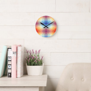 Farbige abstrakte geometrische Regenbogen Runde Wanduhr