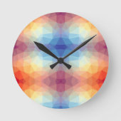 Farbige abstrakte geometrische Regenbogen Runde Wanduhr (Vorderseite)