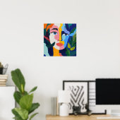 Farbige abstrakte Gesichtsdarstellung Poster (Heimbüro)