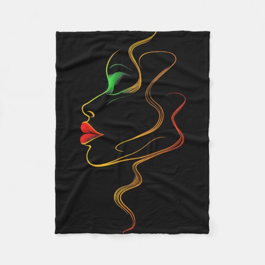 Farbige abstrakte Gesichtslinienkunst Juneteenth S Fleecedecke (Vorderseite)