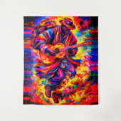 Farbige abstrakte Gitarrenspieler-Duo-Impasto Wandteppich (Vorderseite)