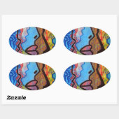 Farbige Abstrakte Graffiti Ovaler Aufkleber (Blatt)