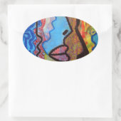 Farbige Abstrakte Graffiti Ovaler Aufkleber (Tasche)