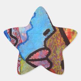 Farbige Abstrakte Graffiti Stern-Aufkleber