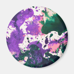 Farbige Abstrakte grüne und Lila Spritzer Paint Magnet